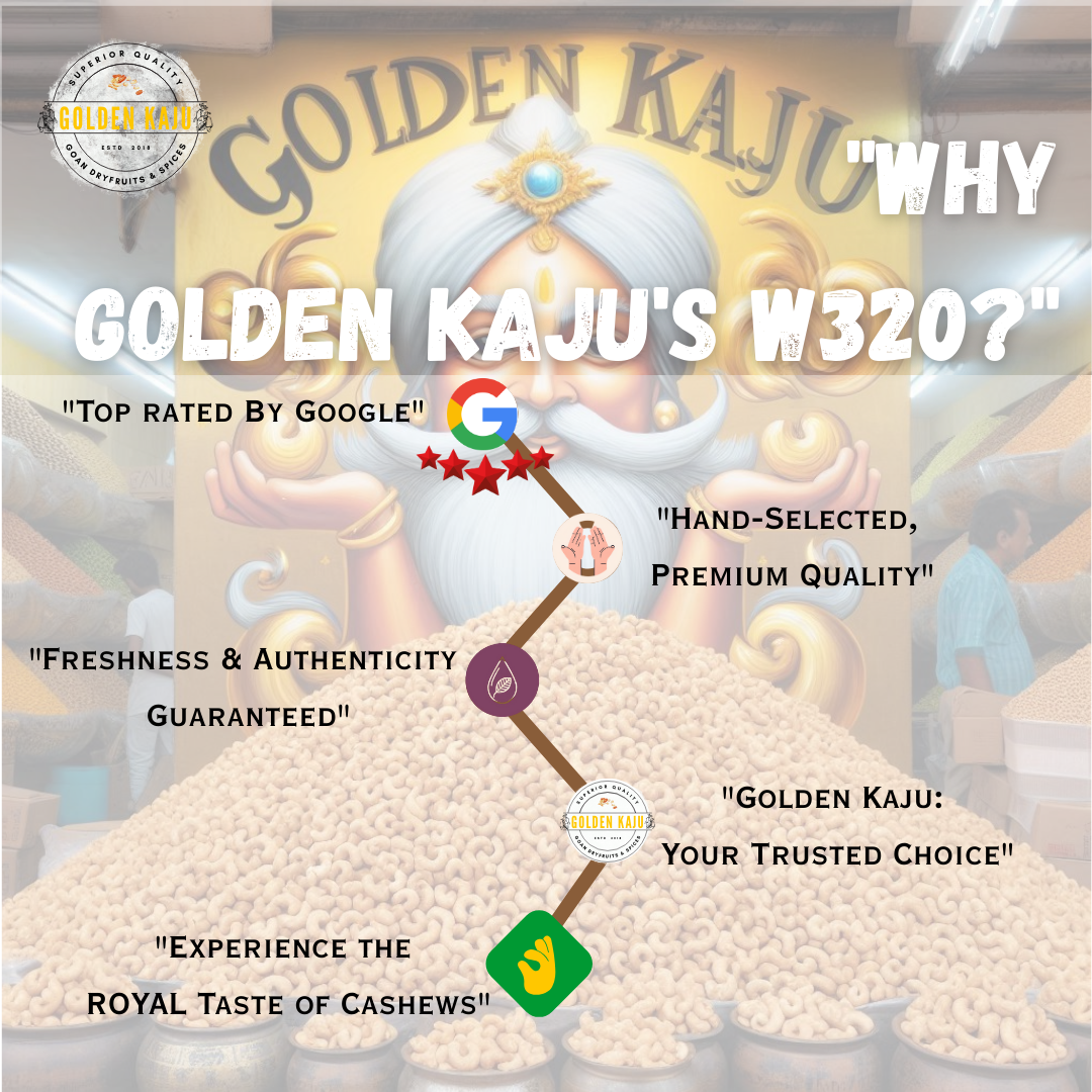 Goan Harvest W320 Cashews - Regular Size, Premium Goan Flavor