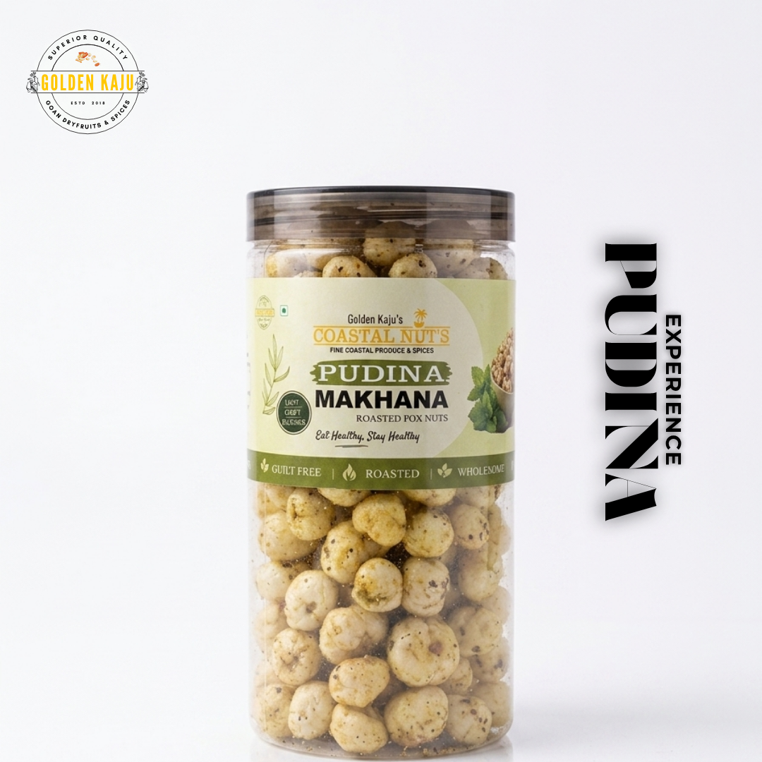 Pudina Roasted Makhana | Refreshing Mint Fox Nuts Snack : Golden Kaju's Coastal Nuts