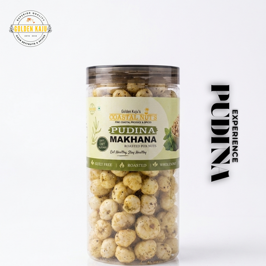 Pudina Roasted Makhana | Refreshing Mint Fox Nuts Snack : Golden Kaju's Coastal Nuts