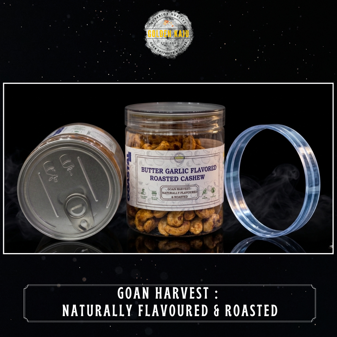 Butter Garlic Flavored Roasted Cashews - Premium Goan Coastal Nuts