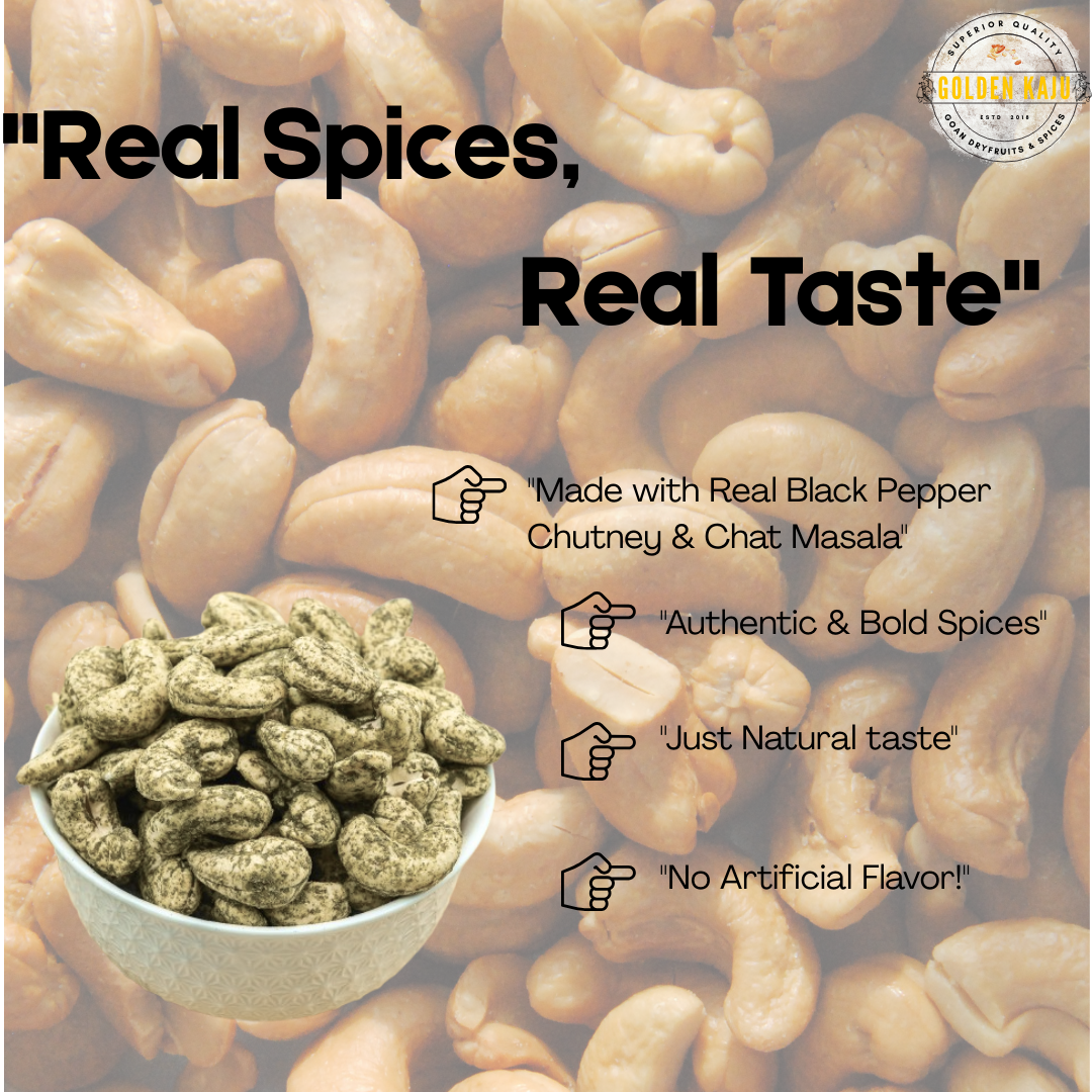 Goan Black Pepper Zesty Masala Cashews - Bold & Aromatic