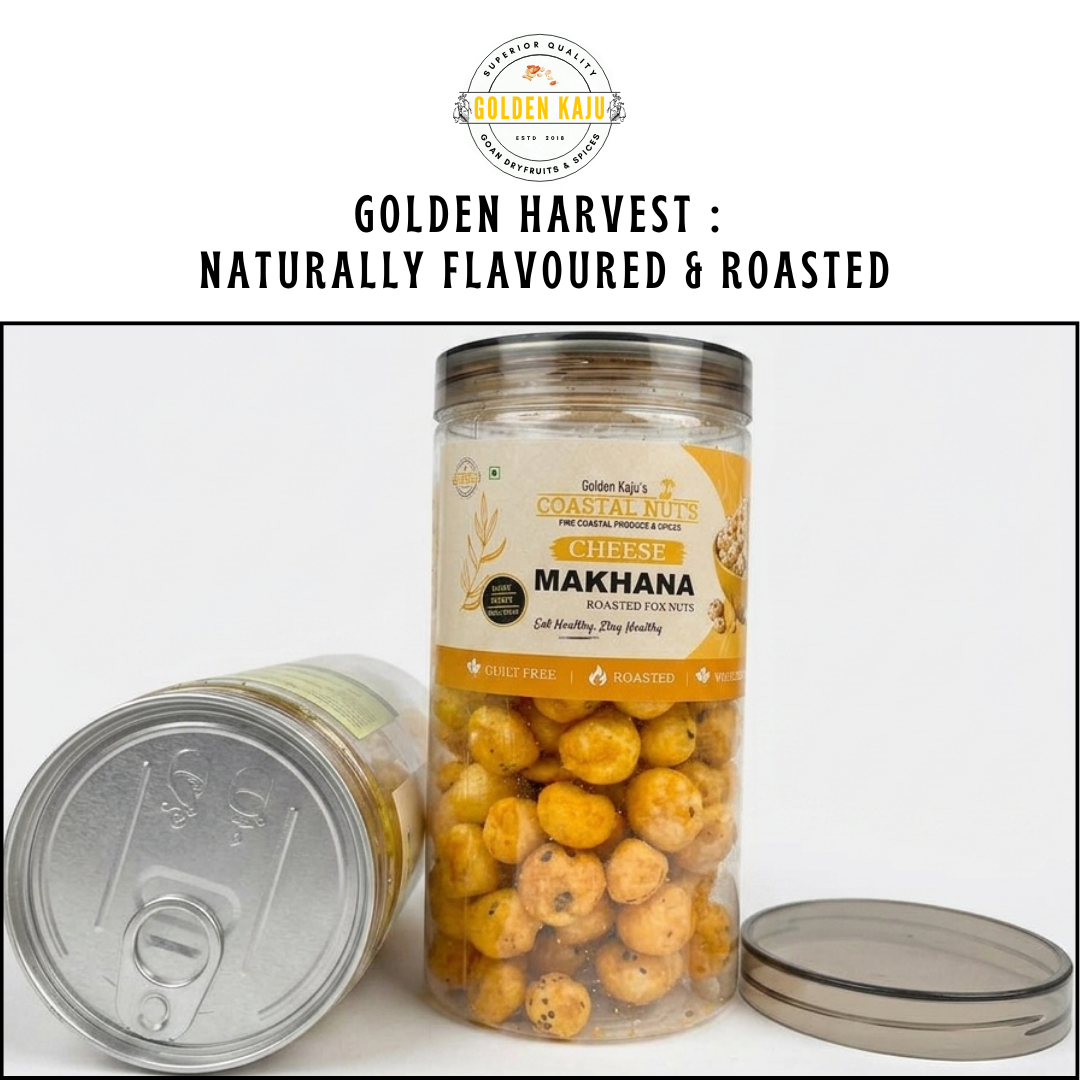 Cheese Roasted Makhana | Savory Fox Nuts Snack : Golden Kaju's Coastal Nuts