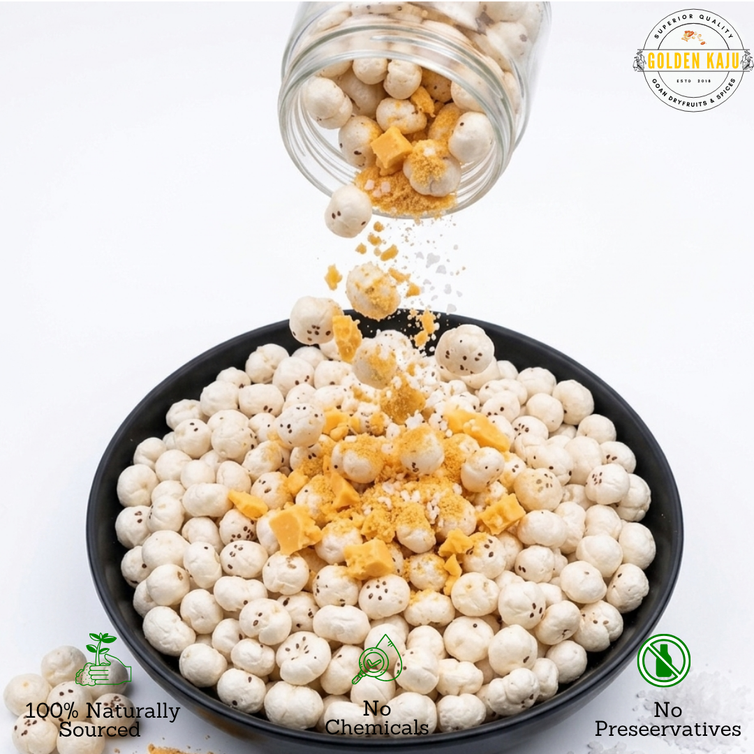 Cheese Roasted Makhana | Savory Fox Nuts Snack : Golden Kaju's Coastal Nuts