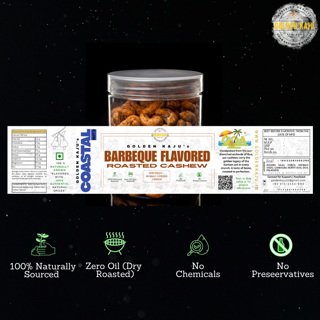 Barbeque (BBQ) Flavored Roasted Cashews - Premium Goan Harvest