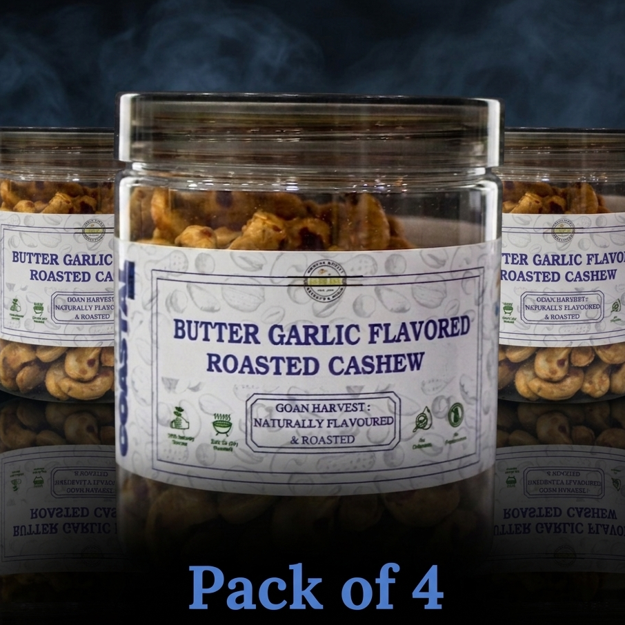 Butter Garlic Flavored Roasted Cashews - Premium Goan Coastal Nuts