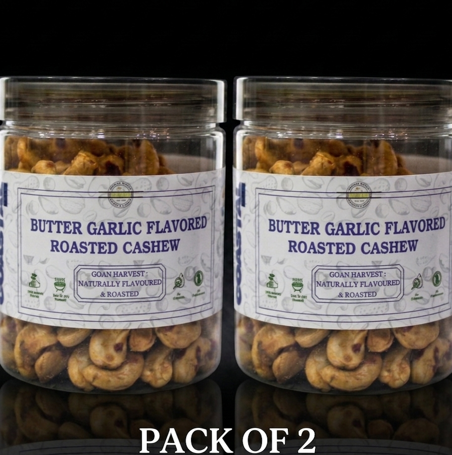 Butter Garlic Flavored Roasted Cashews - Premium Goan Coastal Nuts